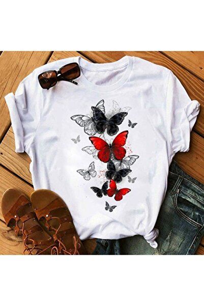 Advantage Trend Women's Butterfly Tree Print Summer T-Shirts model245 17984