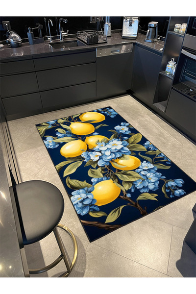 Rugs Modern Halı Limonlu Çiçekli Renkli Desenli Modern Dekoratif Halı miravip290