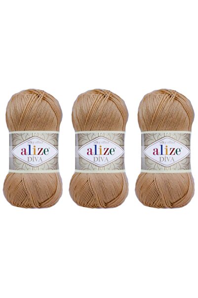 Alize Diva Merserize Görünümlü El Örgü İpliği 100 Gr 3 ADET Renk 369 DEVE TÜYÜ