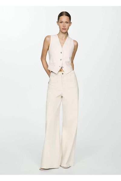 MANGO Woman Wideleg Jeans na knoflíky