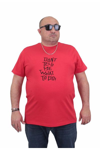 MocGrande Men's Large Size T-Shirt - Crew Neck, Cool Boys 24125, RED