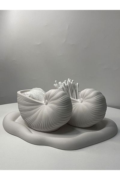 AYME Decoration طبق سحابي مزخرف ومزهرية محار مكونة من قطعتين