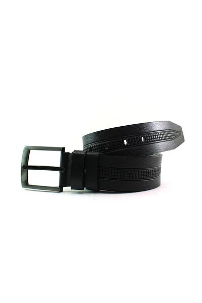 MENTOR REGALO Μαύρη δερμάτινη ζώνη - 81048 Model Sports Pattern
