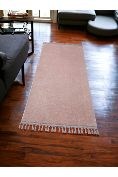 ALTUN CARPET MODERN PEMBE POST PELÜŞ PONPON SAÇAKLI KAYMAZ HALI YOLLUK