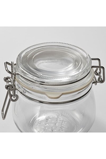 NIDAGE Cam Kapaklı Kavanoz Cam Contalı Çap: 7 Cm Yükseklik: 7 Cm Hacim: 13 Cl Turuncu 0 - 249 ml 3 Parça