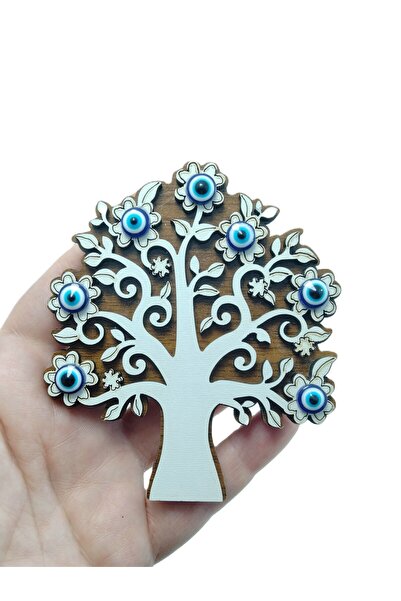 Wooden Tree of Life Evil Eye Beaded Magnet