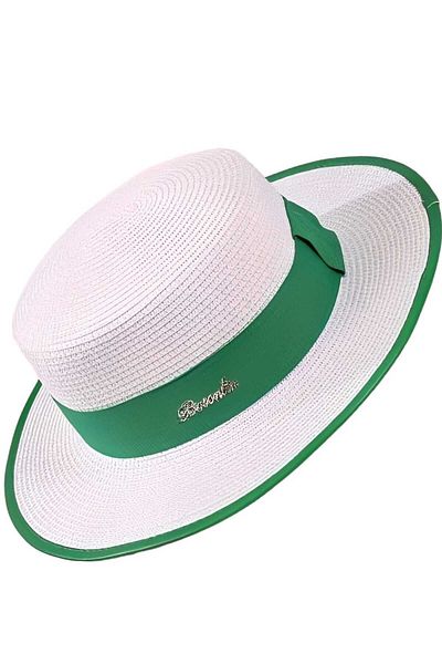 Mood Agenda Pălărie Fedora de vară cu dungi verzi pentru femei