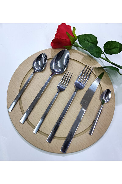 abnturk Lüks Sade Model Paslanmaz Çelik 42 parça Rostfrei Çatal,Kaşık,Bıçak T...