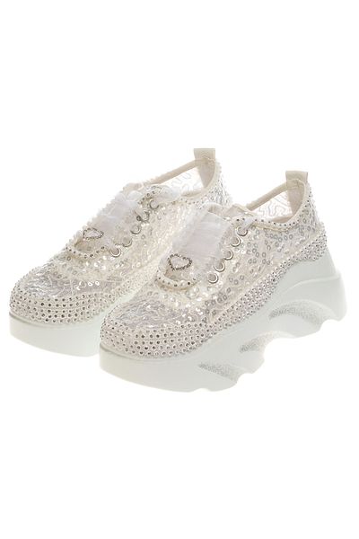 Ayakkabı Tutkusu Stilo ® Pantofi sport de mireasă cu design special detaliat din piatră de cristal alb