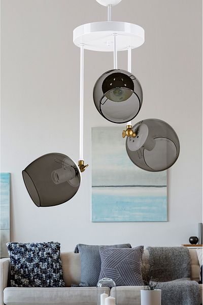 DEDE TRIPLE BLANCO MODERN CHANDELIER SMOKED GLASS
