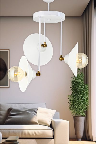 DEDE TRIPLE BLANCO MODERN CHANDELIER WITH WHITE HAT