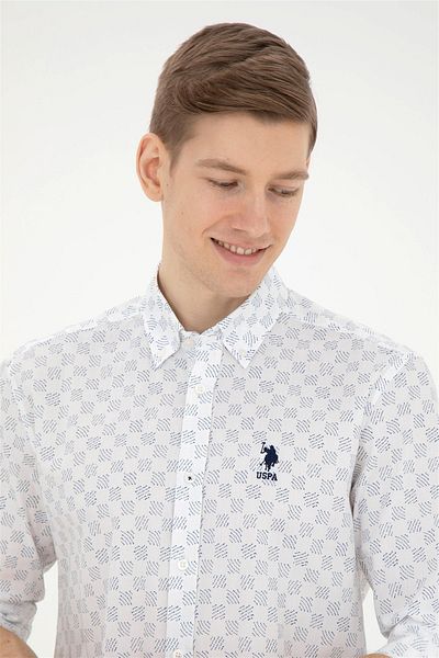 U.S. Polo Assn. Мъжка тъмносиня риза с дълъг ръкав ELİFSU BUTİKHOME