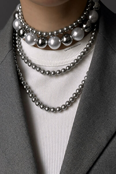 Lavian Accessories İncili Gümüş Choker Kolye