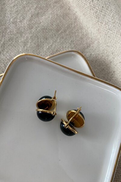 fuya design Çift Yönlü Yeşil Taşlı Etnik Çelik Küpe