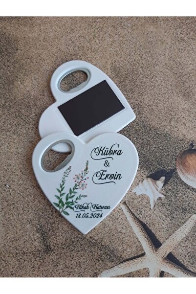 Mira Baskı 10 Adet Söz Nişan Nikah Düğün Hatırası Kalp Şeklinde Açacaklı Magn...