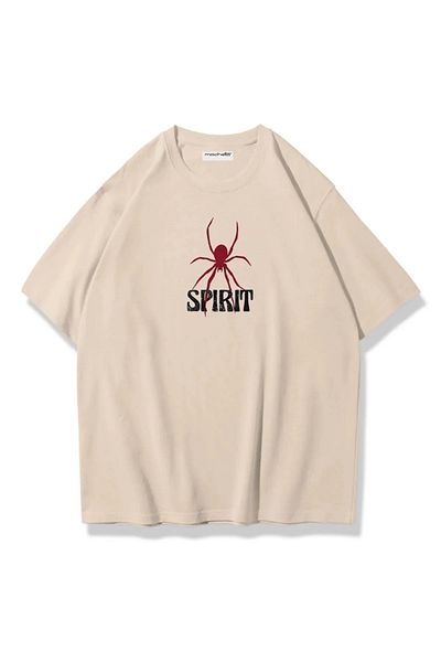 npLStore Μπλουζάκι Spirit Spider Μπροστά και Πίσω με στάμπα βαμβακερό Oversize Crew Neck