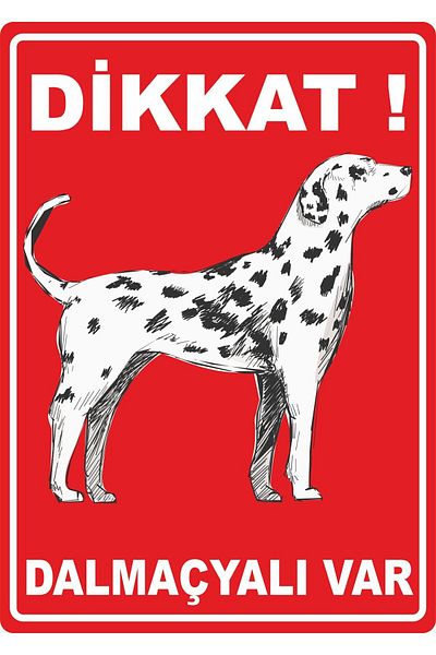 ChicArt Design Studio تحذير يحتوي على لوحات PVC تحذيرية من Dalmatians Dekota طباعة رقمية بالأشعة فوق البنفسجية مع مادة لاصقة 25 × 35 سم