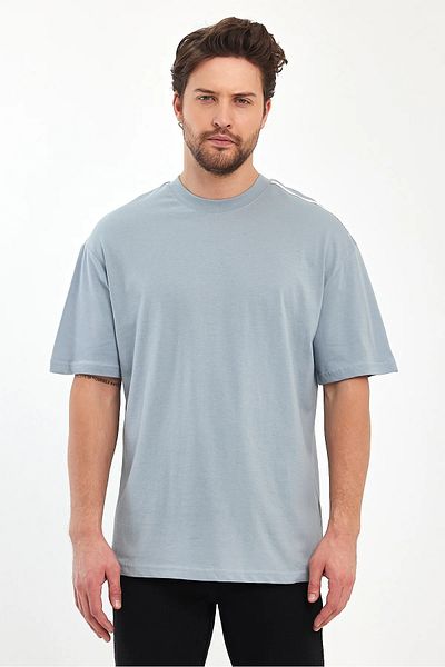 Rodi Jeans Men's Light Gray Shoulder Rodi Jeans Printed Crew Neck Relaxed Fit Cotton T-Shirt