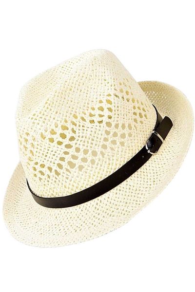 Mood Agenda Unisex Summer Organic Knitted Buckle Straw Fedora Hat