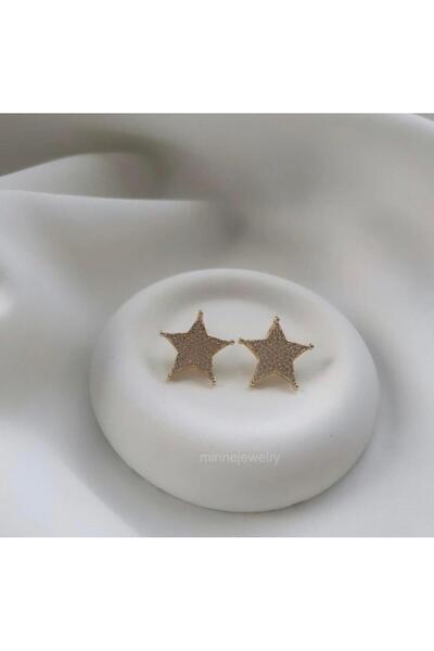 minnejewelry أقراط نجمة حجر الزركون VIP - أقراط نجمة حجر الزركون VIP الذهبية