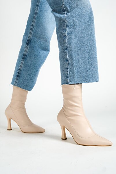 HVZ Exclusive Ten Rengi Kadın Kısa Topuklu Streç Bot