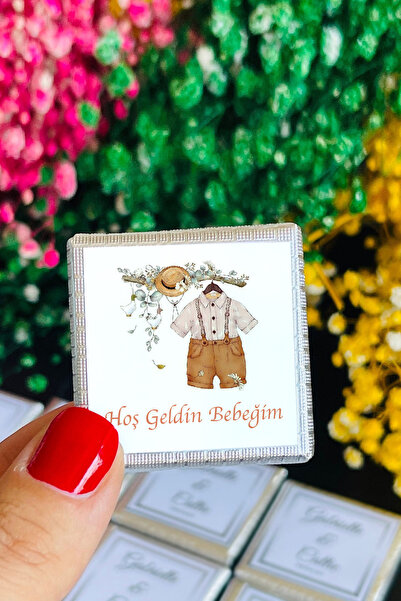 Genel Markalar Erkek Elbise Kare Madlen Çikolata Etiketi Doğum Günü Madlen Et...