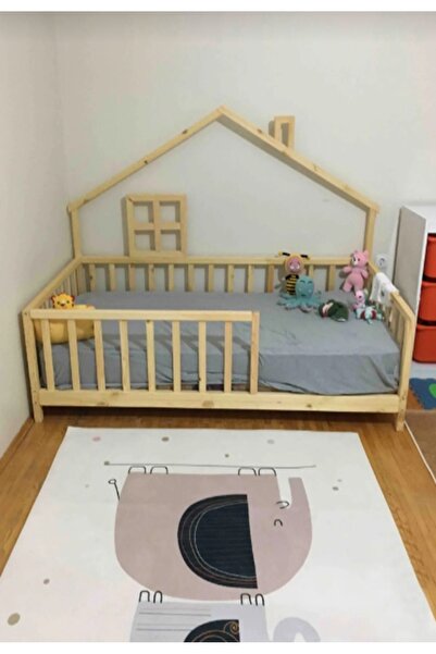 KÖŞK MOBİLYA Montessori Yatak 70x130 Yatak Uyumlu Masal Model Ahşap Yatak Beb...