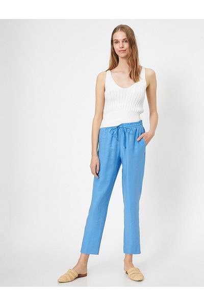 Koton Pantaloni comozi cu șireturi cu textura naturală Tencel™
