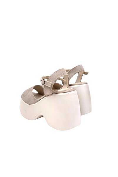 bescobel Women's Fassa Ten Suede Platform High Sole Single Strap Sandals 10cm dlg10