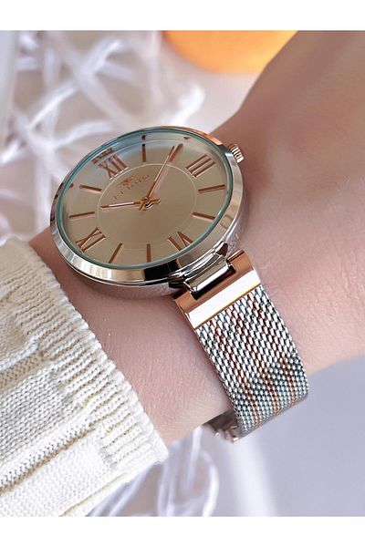 FERRO Silver/Rose Anti-Tarnish Color-Free 3 Atm Special Design Women's Wristwatch with Straw Cord BF21155CWT-E