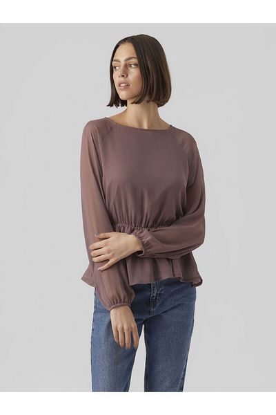 Vero Moda Top mit Schößchen VMMALLY LS BOATNECK BLOUSE VMA EXC