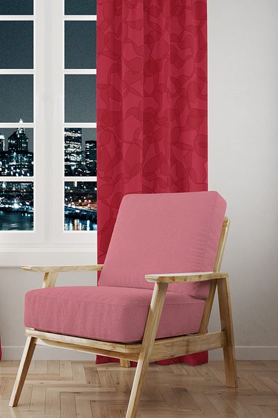 Moud's Hearts Patterned Suede Living Room Hall Background Curtain Digital Printed Extrafor Drawstring SINGLE WING PRD-1042