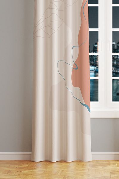 Moud's Farmer Patterned Suede Living Room Hall Background Curtain Digital Printed Extrafor Drawstring SINGLE WING PRD-1108