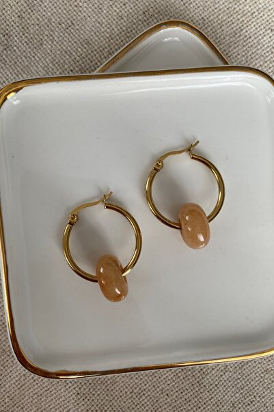 fuya design أقراط من الفولاذ المقاوم للصدأ بألوان الأرض في الحلقة