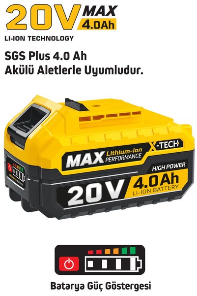 SGS 20 Volt 4 Amper Yedek Akü Batarya Uyumlu (SGS Plus 4 Amper Akülü Aletlere Uyumludur)