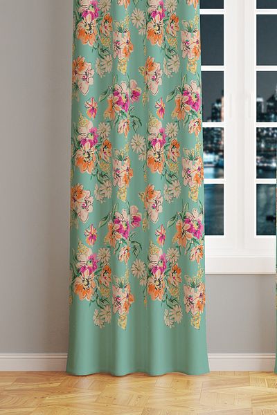 Moud's Old Flowers Pattern 4 Patterned Suede Living Room Hall Background Curtain Extrafor Drawstring SINGLE WING PRD-1034