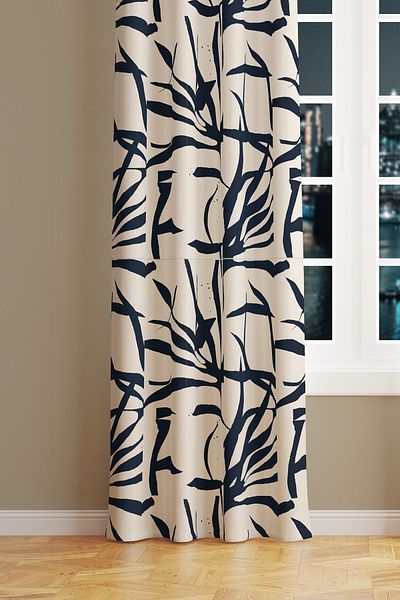 Moud's Omegu 1 Patterned Suede Living Room Hall Background Curtain Digital Printed Extrafor Drawstring SINGLE WING PRD-1053
