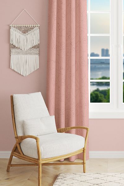 Moud's Hope Fell 4 Patterned Suede Living Room Hall Background Curtain Printed Extrafor Drawstring SINGLE WING PRD-1057