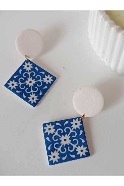 La fee aksesuar Steel Earrings Apparatus & Ceramic Pattern Polymer Clay Earri...