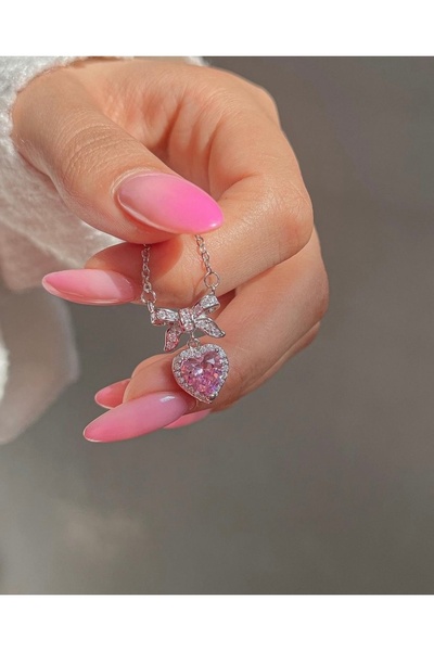ArtBDesign Fiyonk Pembe Kolye Altın Renktir