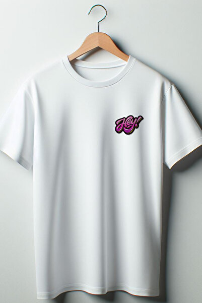 Vordevia HEY Text Printed Ribbon Coquette 2024 Fashion Tricou alb oversize cu guler rotund