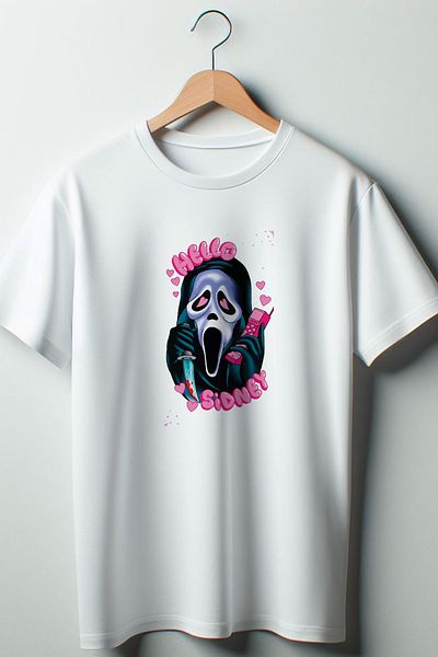 Vordevia Scream Printed Coquette 2024 Fashion White Oversize Μπλουζάκι με λαιμόκοψη