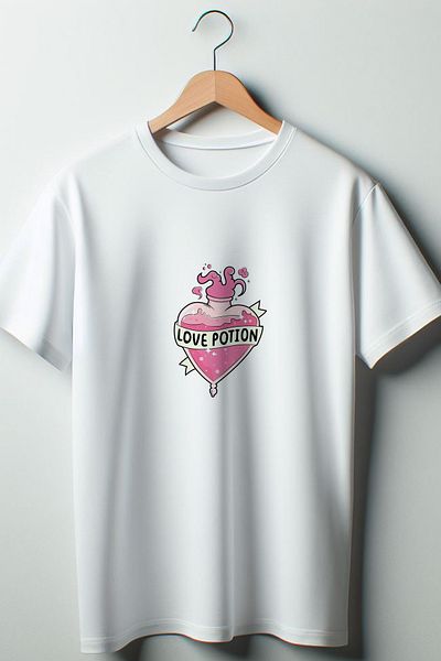 Vordevia Love Is the Sum of Two Printed Coquette 2024 Fashion White Oversize Μπλουζάκι με λαιμόκοψη