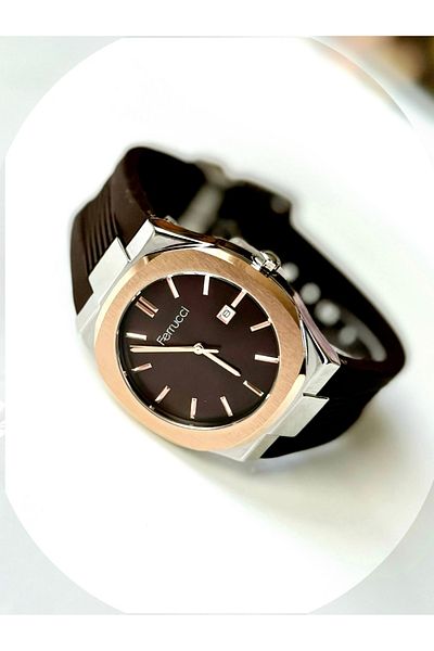 Ferrucci FERRUCCİ- SILICONE CORD (BROWN) MEN'S WRISTWATCH