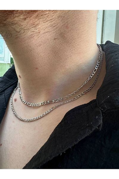 Arvens Double Figaro Men's Necklace Women's Stainless Steel Unisex Non-Tarnish Color-Tossing