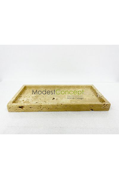 artisimo Natural Travertine Marble Tray, Bathroom Organizer, Presentation Plate, Organizer 15x30cm