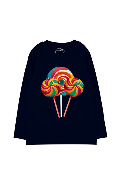 Bubuga تيشيرت بناتي بأكمام طويلة مطبوع عليه مصاصة من القطن بنسبة 100% باللون ...