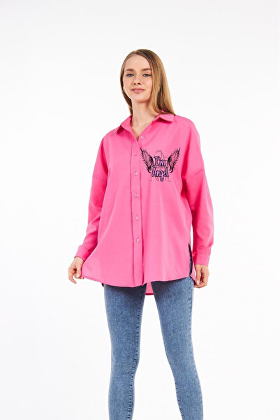 LARİSA COLLECTİON Uzun Melek Oversize  Gömlek ( iç göstermez)