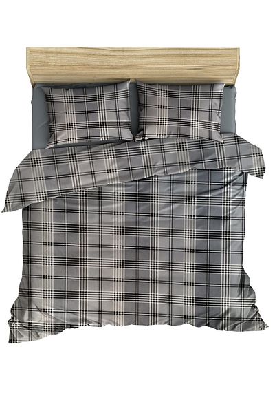 makiteks Maki Cotton Μαύρο Γκρι Καρό 200x220 cm Σετ Παπλωματοθήκη Διπλό και 2 Μαξιλαροθήκες