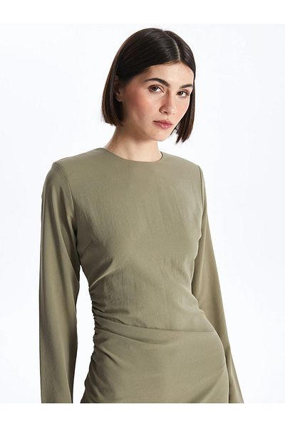 LC Waikiki νέα συλλογή Crew Neck Plain μακρυμάνικο γυναικείο φόρεμα πόλης